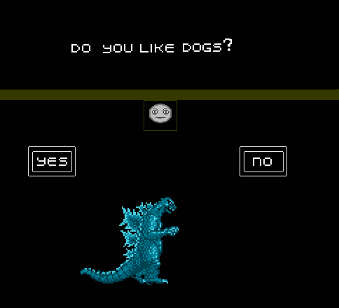 Quiz level asking the player: “Do you like dogs?”