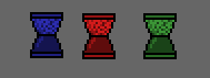 The three coloured hourglasses