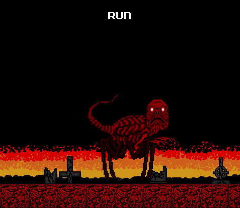 The hell beast looks at the player