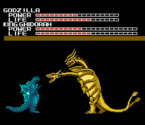 King Ghidorah lunging at Godzilla