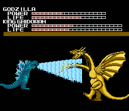 Godzilla using heat beam against King Ghidorah
