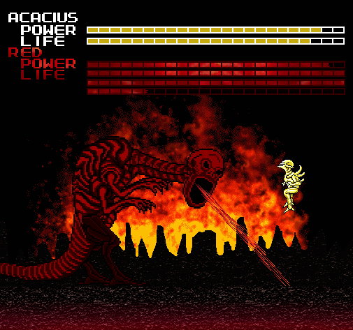 Acacius dodges Red’s fire attack