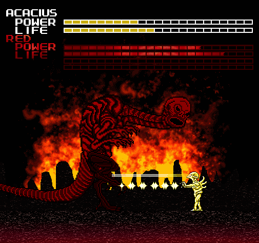 Acacius attacks Red with holy light