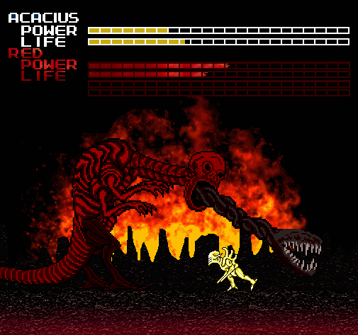 Acacius dodges Red’s tongue attack