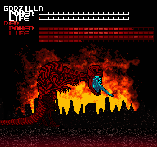Red devours Godzilla
