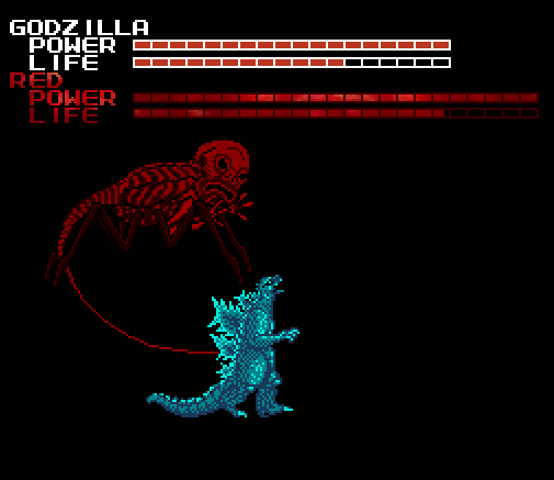Red attacking Godzilla from behind