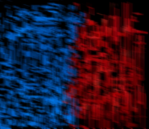 A blurry smear of blue and red pixels