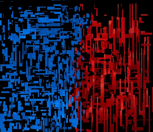 A smear of blue and red pixels